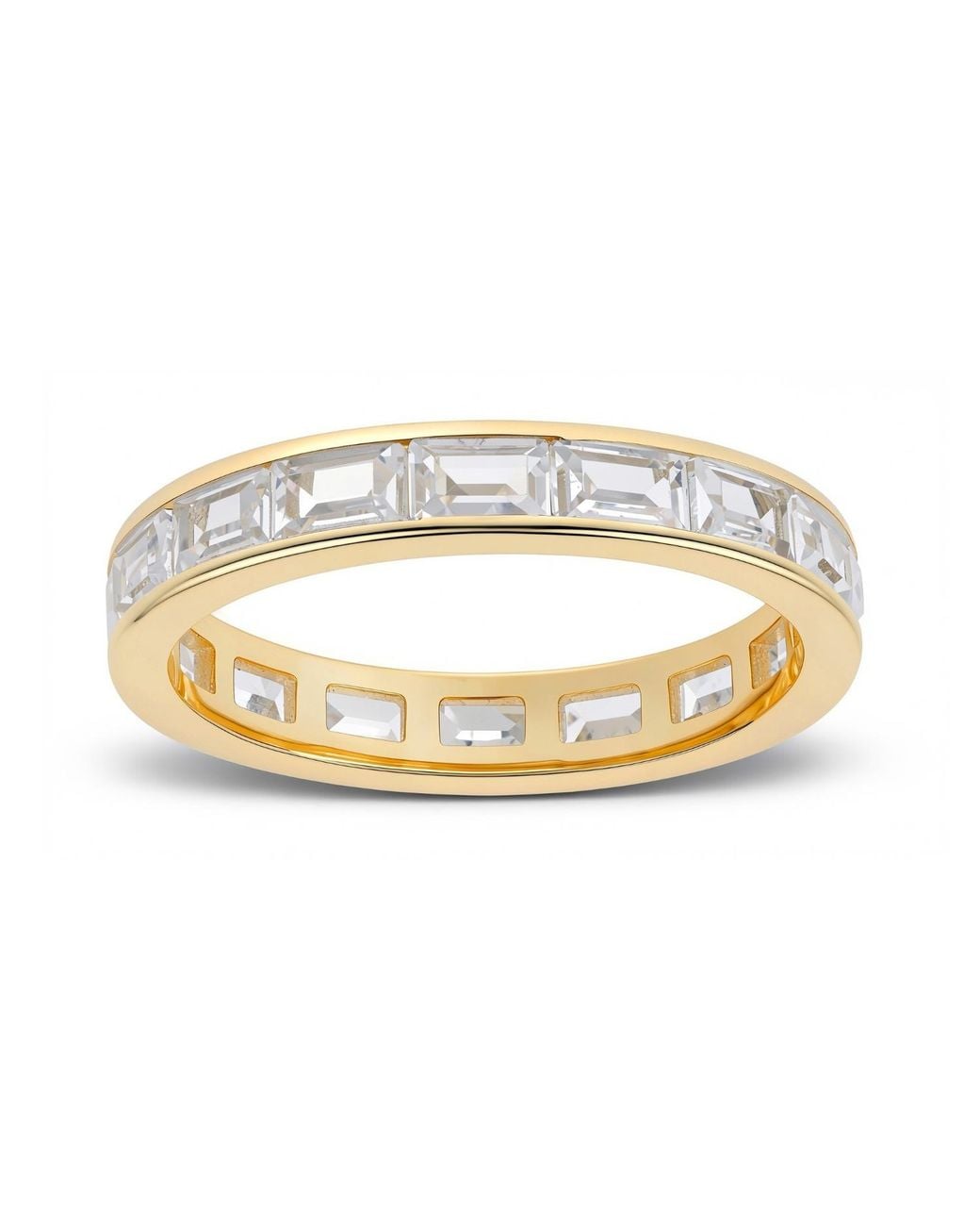 Kylie Harper Metallic Channel-Set Baguette Diamond Cz Eternity Band Ring