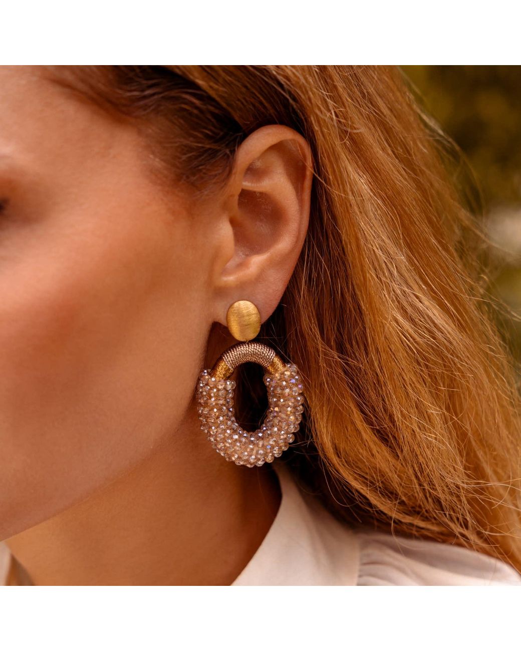 LOTT.gioielli Metallic Neutrals Champagne Earrings Yara Oval M