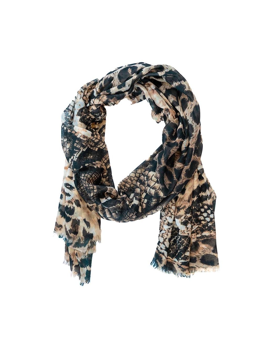 Circular Path Green Neutrals Animal Print Scarf