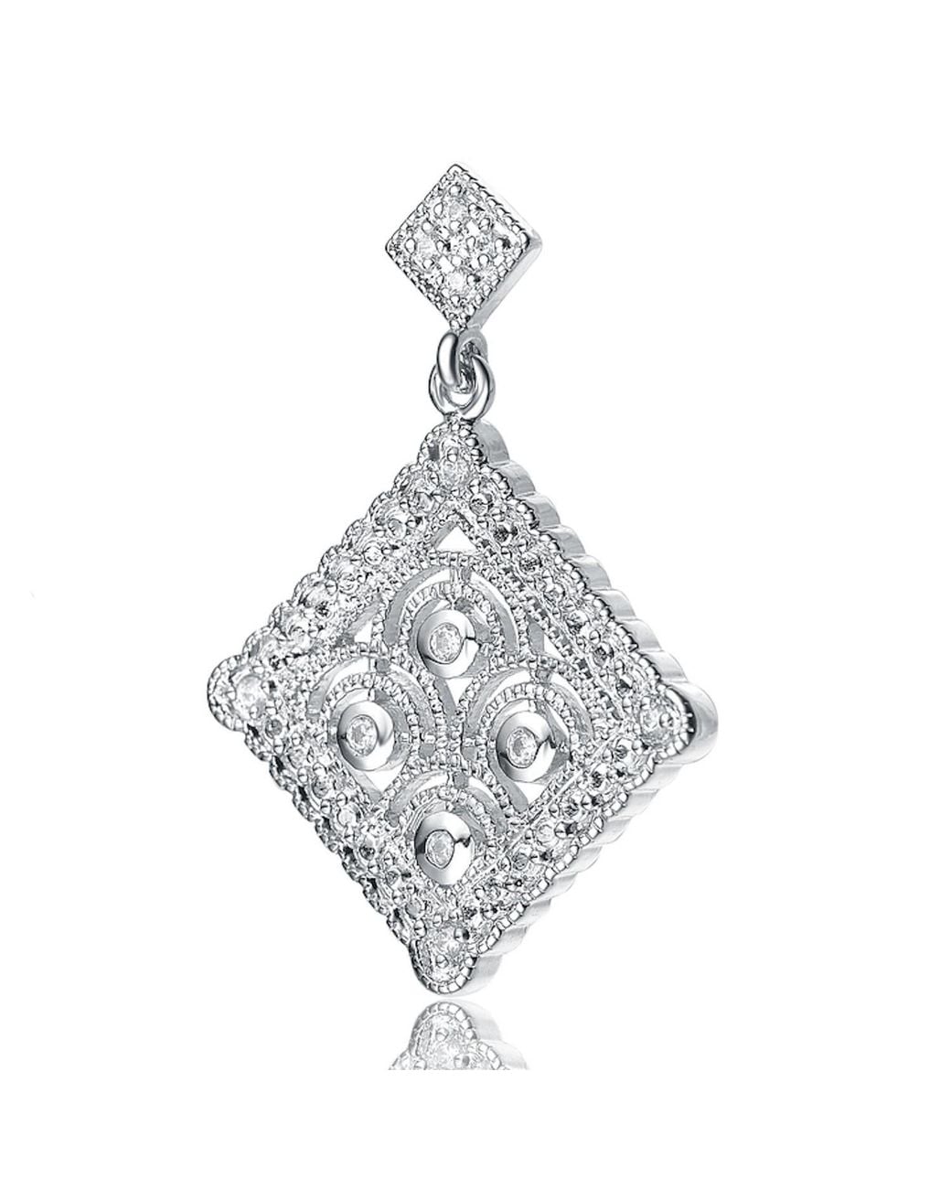 Genevive Jewelry Metallic Cubic Zirconia Sterling Plated Antique Shape Drop Earrings