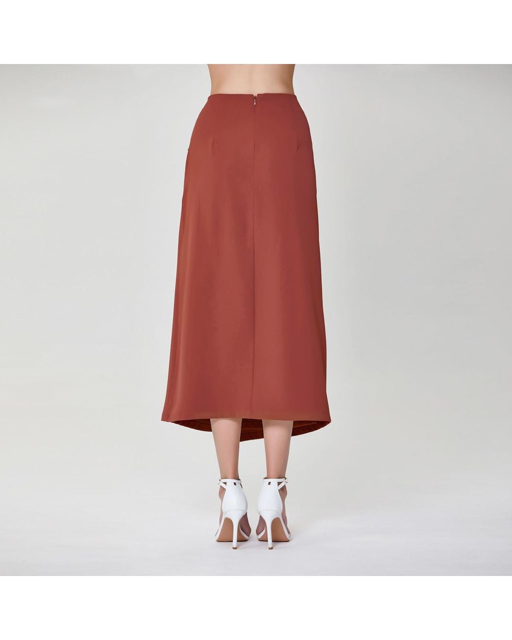 Smart and Joy Brown Buckle On Side Wrap Effect Skirt