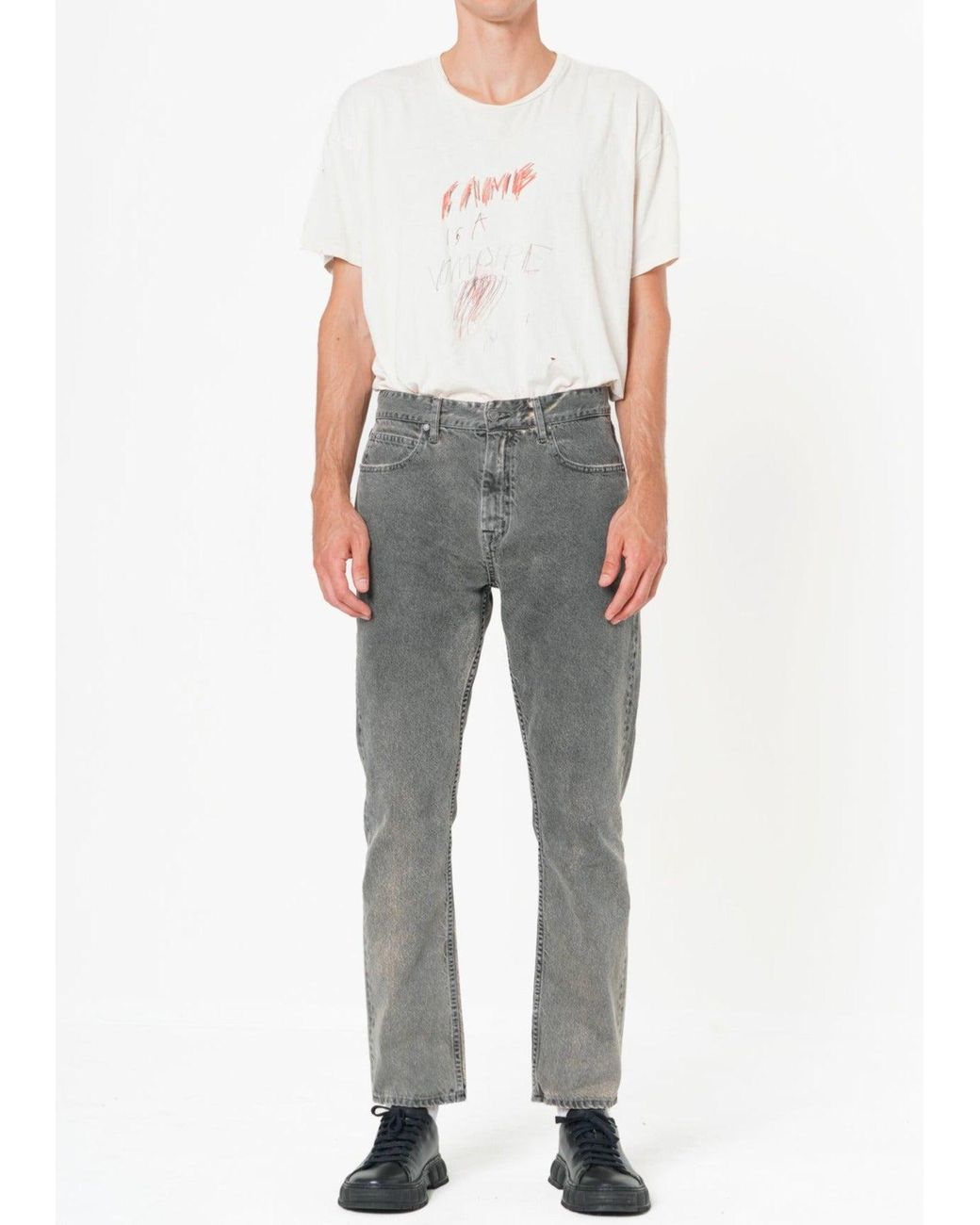NOEND Gray Noend Slim Straight Jeans for men
