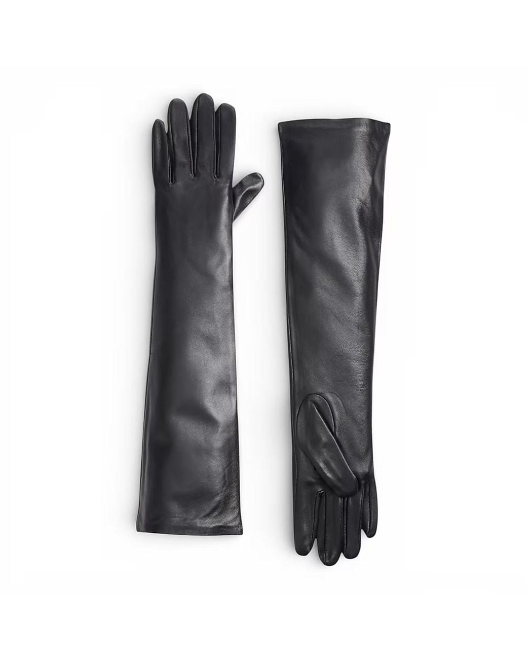 HIGH HEEL JUNGLE by KATHRYN EISMAN Black Florence Lambskin Leather Opera Length Gloves