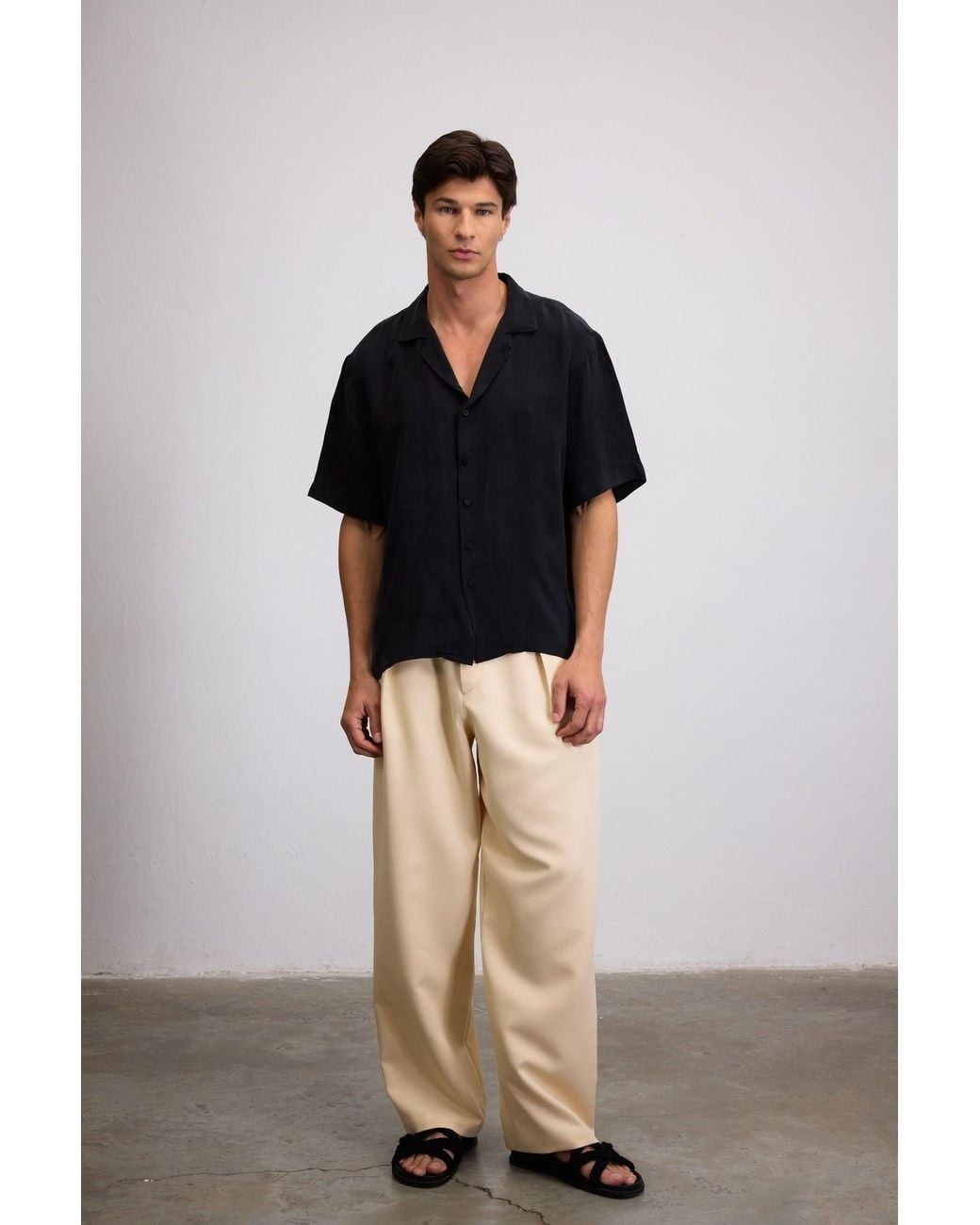 Je Te Veux Black Palm Tree Printed Sun Down Vice Shirt for men