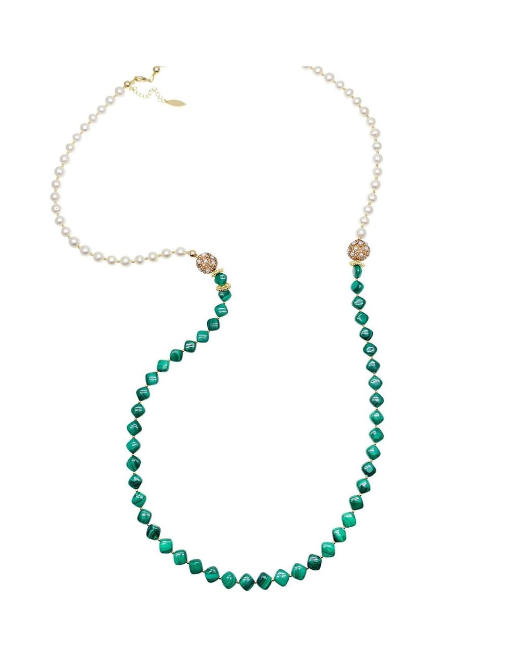 Farra Multicolor Malachite With Freshwater Pearls Multi-way Necklace