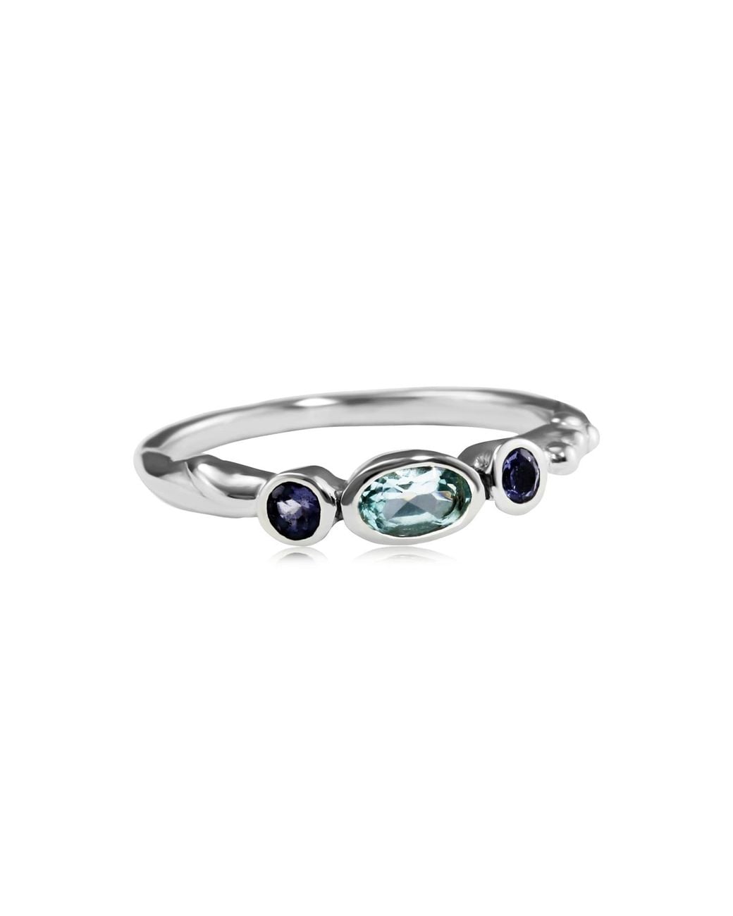 Isla Silver Multicolor Dainty Iolite & Topaz Ring
