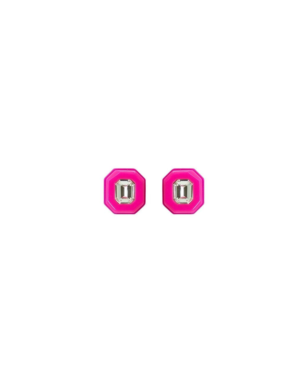 Gissa Bicalho Pink Handmade Acrylic Earring Short Stone Octagonal