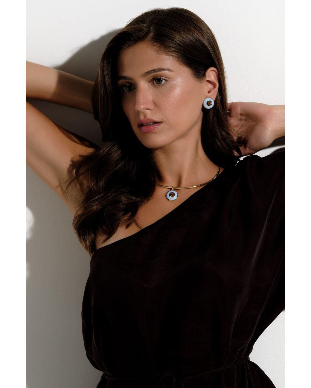 Emma Holland Jewellery Metallic Smoked Topaz & Enamel Collar Necklace