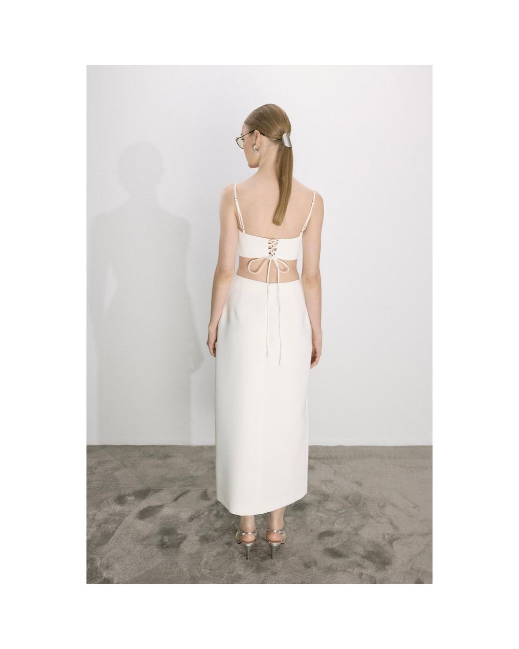 NAZLI CEREN White Lea Maxi Skirt