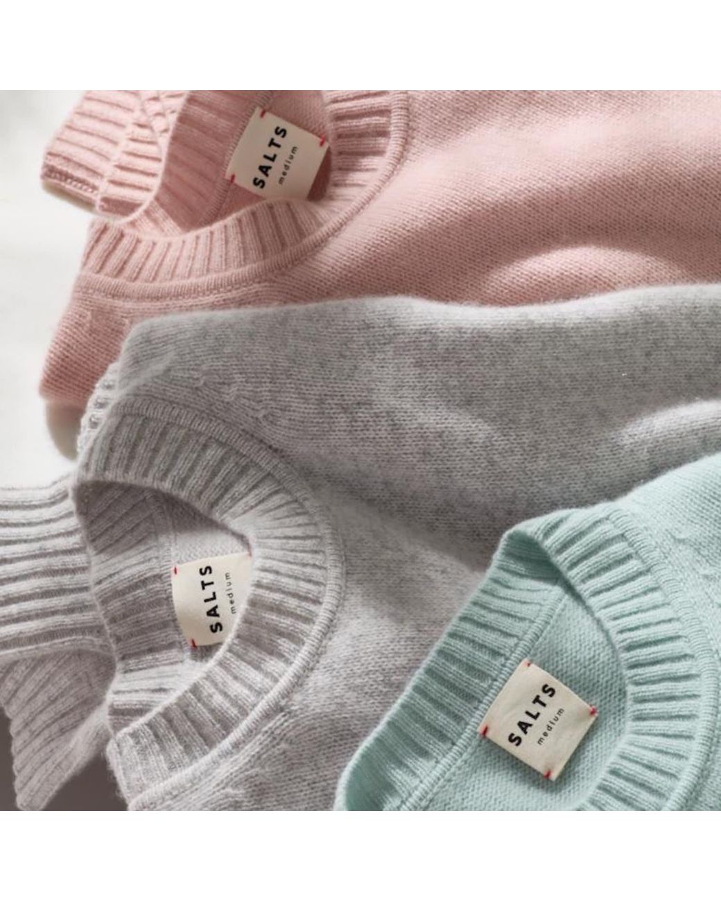 Salts Cashmere Gray Lofty Knit Crew Neck Sweater