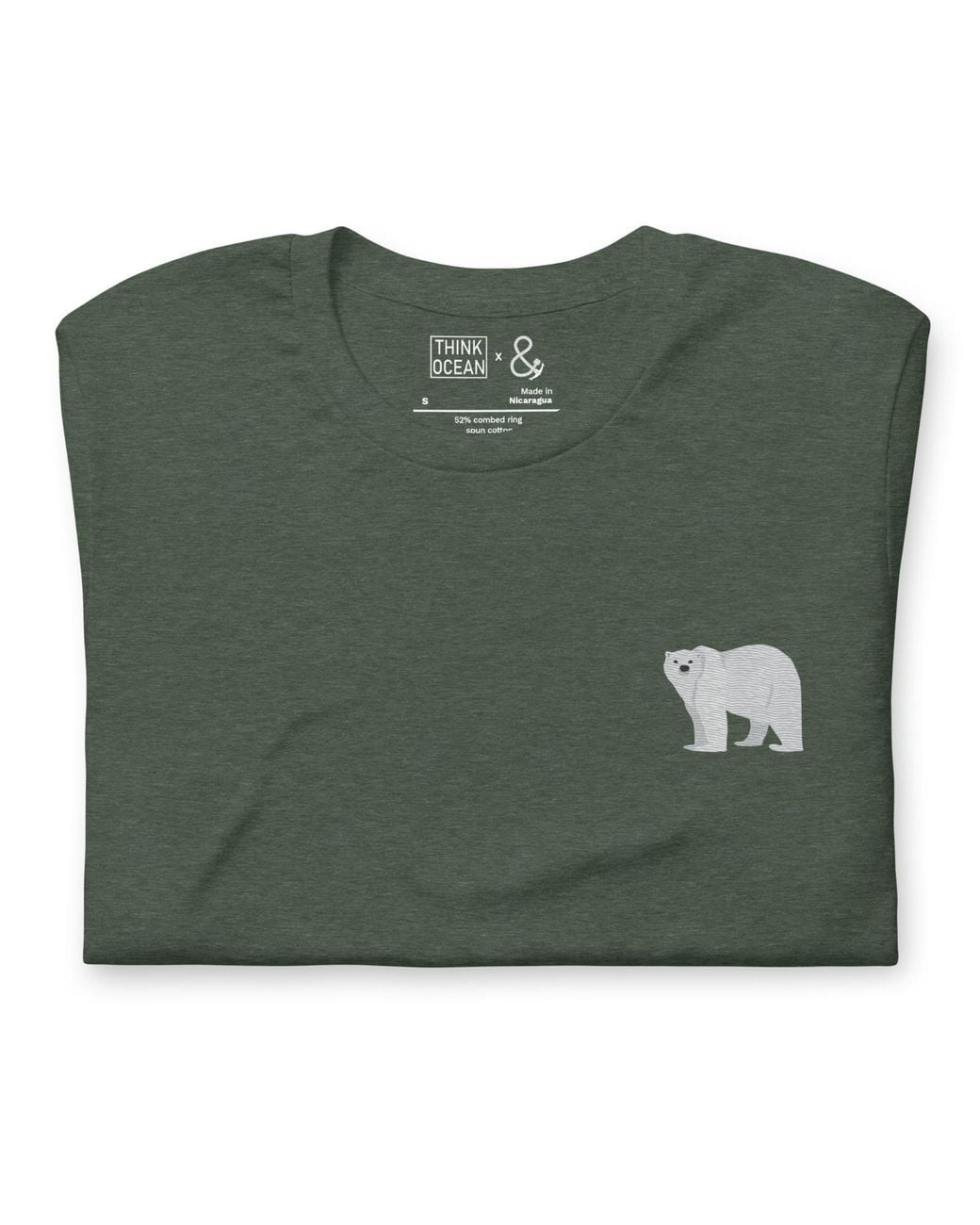 Anchor and Crew Green Forest Think Ocean Polar Bear Aspirations Cotton Embroidered T-Shirt
