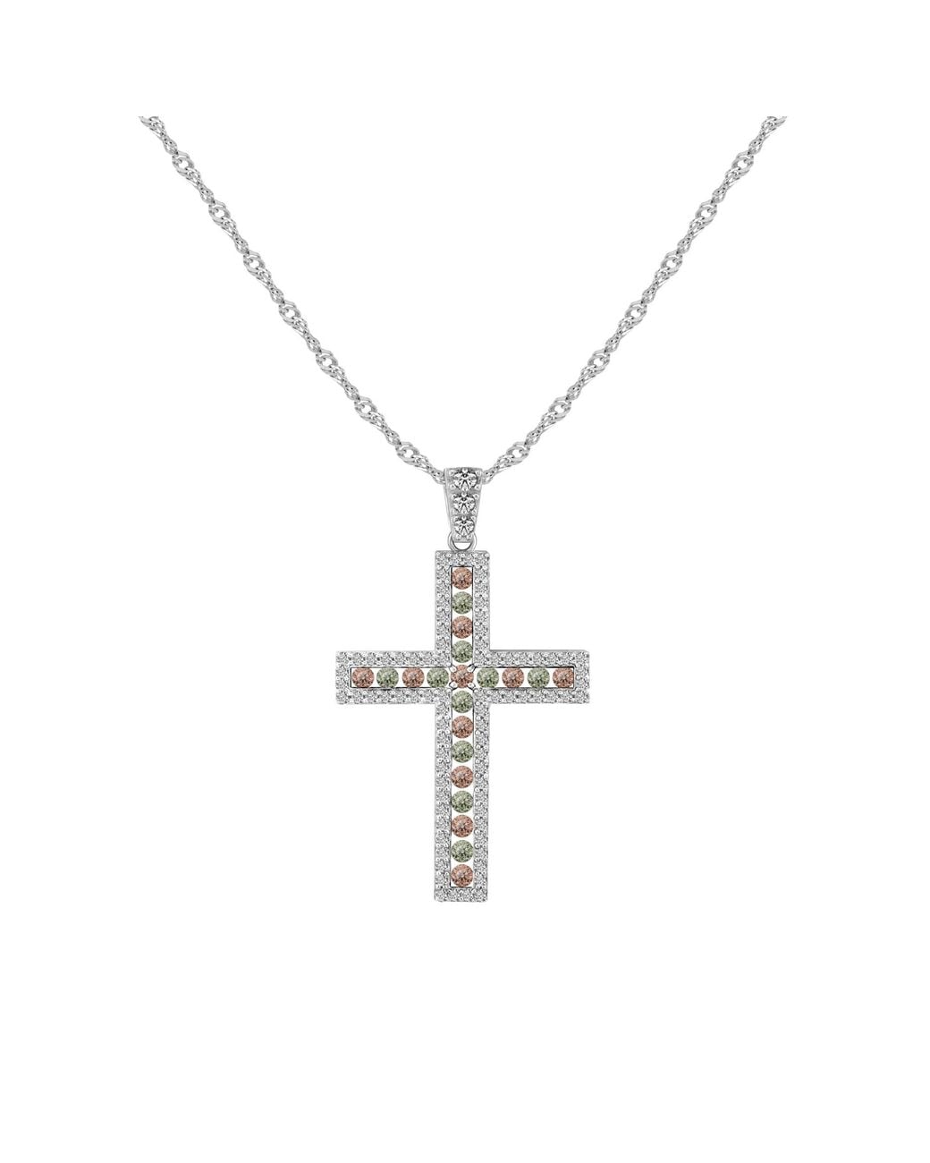 Arte Madrid Metallic Cruz Timeless Mosaic Cross Pendant Necklace