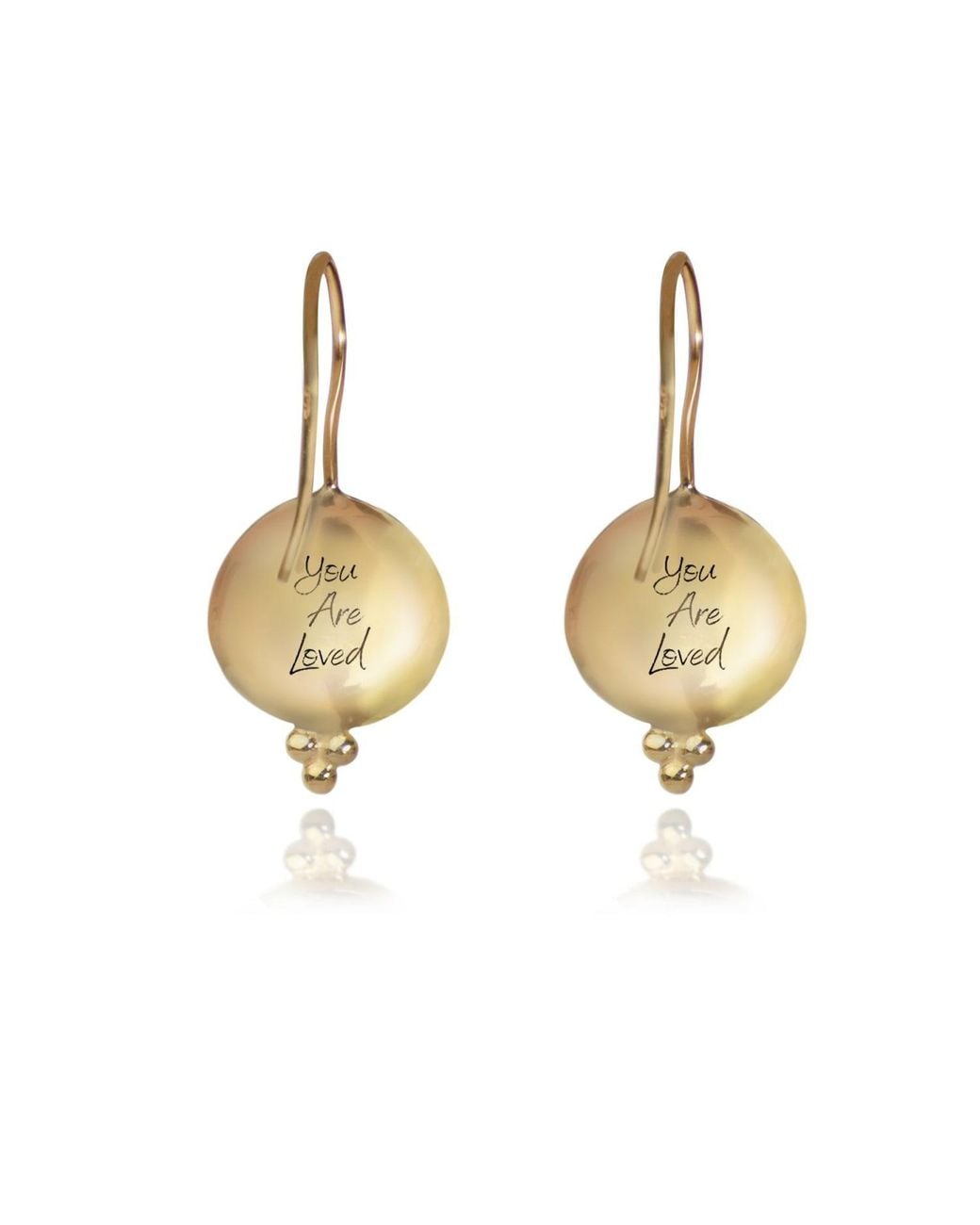 The Jewellery Store London Metallic Moonstone 'You Are Loved' Hook Earrings