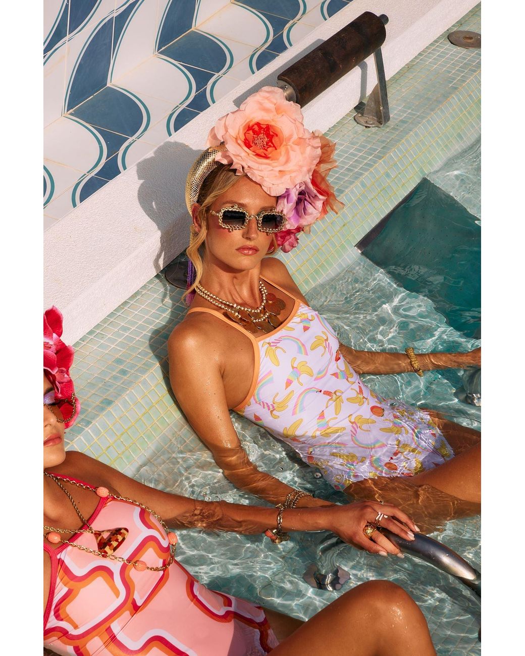 Julia Clancey Metallic Feeling Peachy Peach Swim Suit