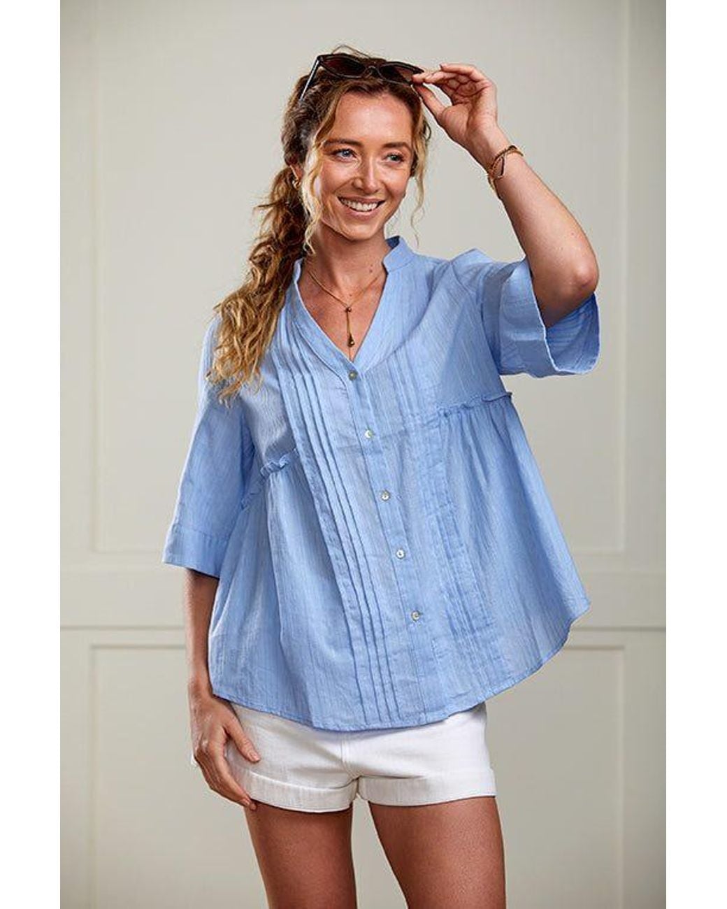 Guinea London Blue Cornflower Cotton Top