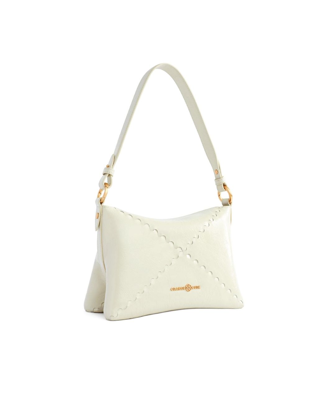 Orange Cube White Mosaic Baguette Shoulder Bag
