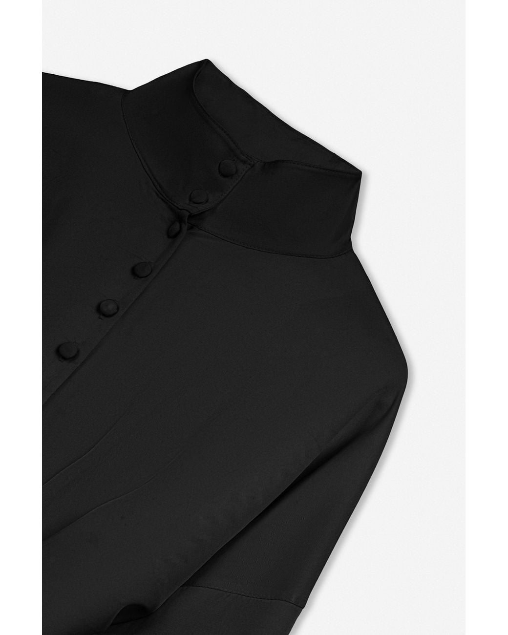 Nocturne Black Tie Detail Stand Collar Shirt
