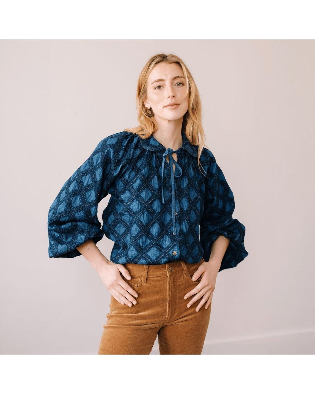 SUNSHINE TIENDA Blue Denim Eyelet Willa Top