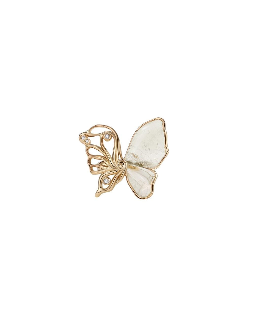 Retro Chic Metallic Butterfly Serenade Ring