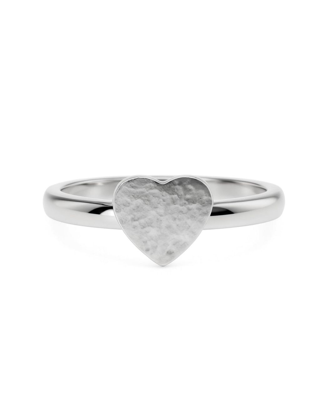 Unaloe White Small Hammered Heart Ring