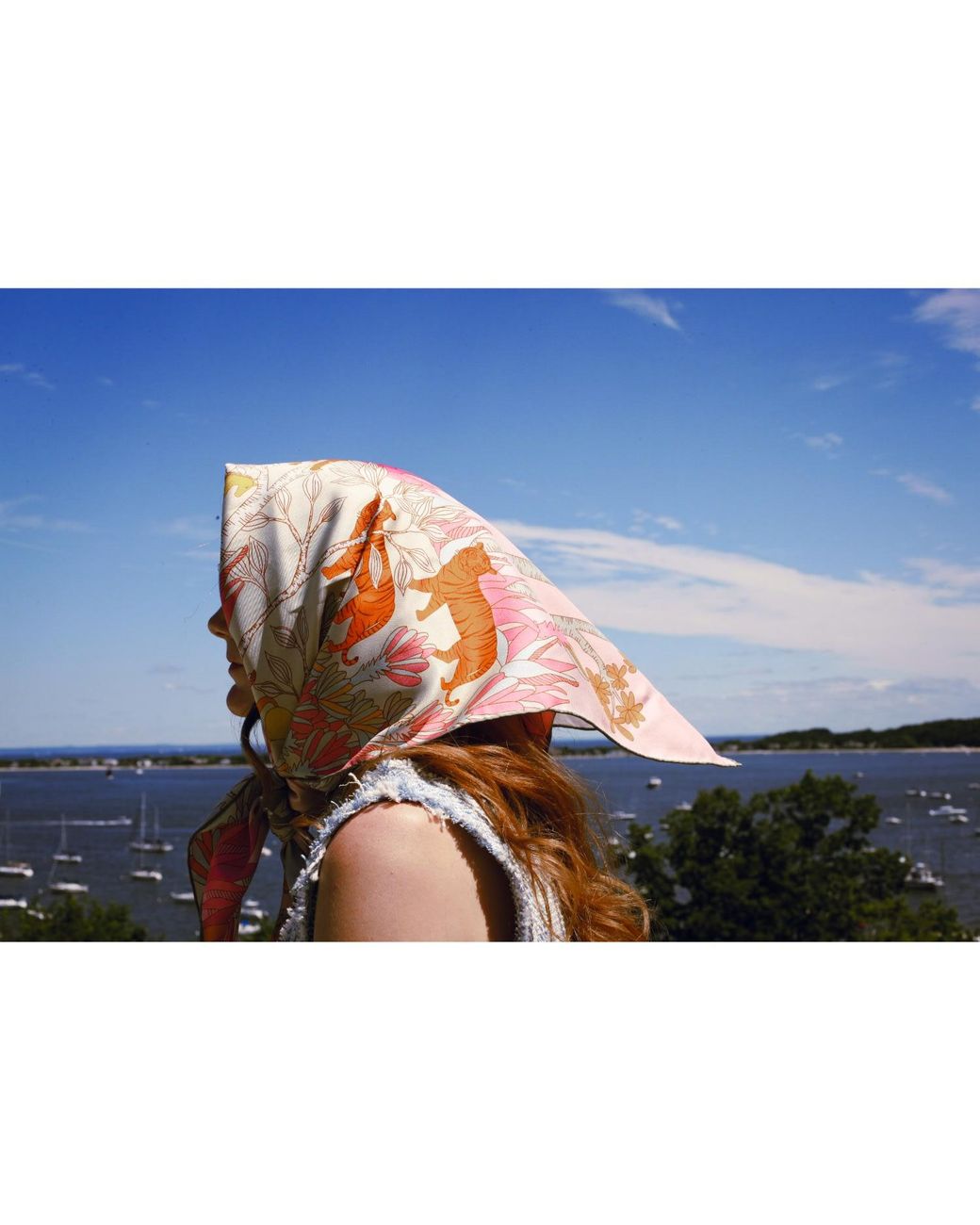 Jessie Zhao New York Blue Double Sided Silk Scarf Of Jungle Adventure