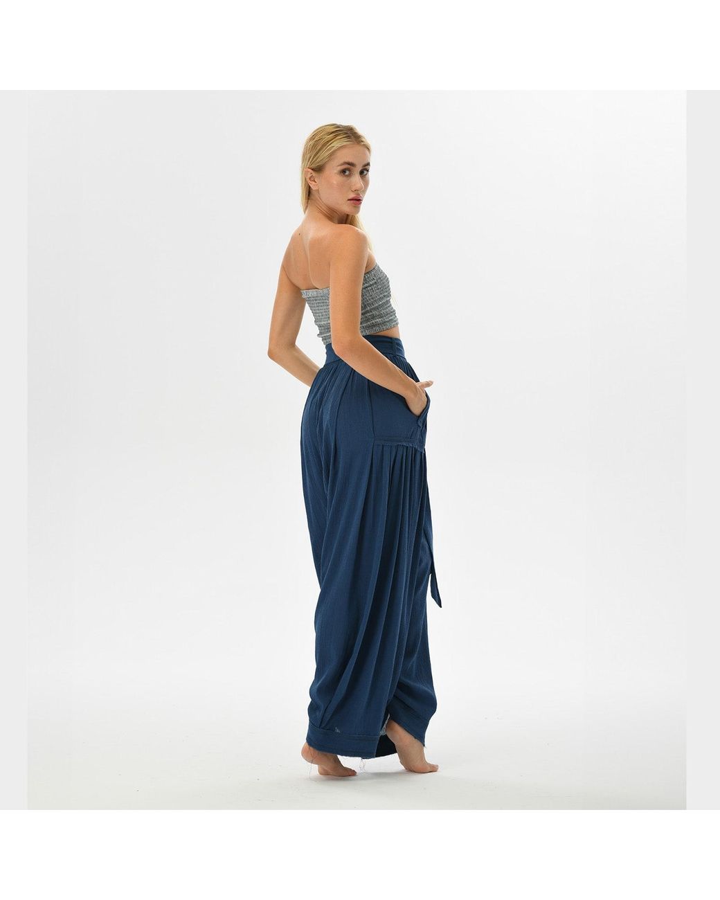 Zhenabia Blue Boho Harem Pants