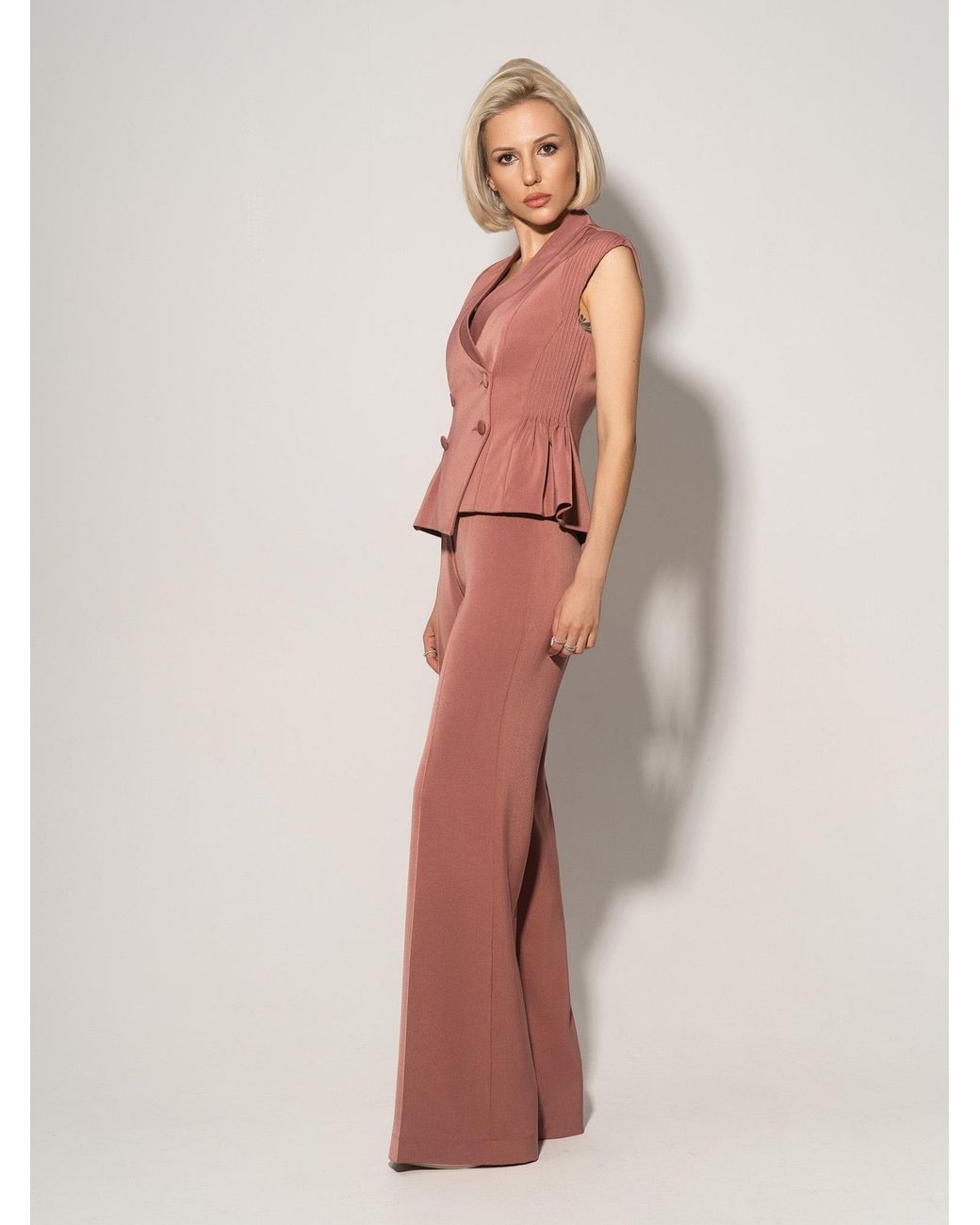 Tia Dorraine Pink Flared Trousers With Adjustable Waist