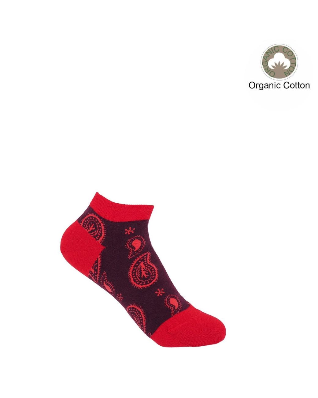 Peper Harow - Made in England Red Paisley Burgundy Luxury Crew & Trainer Socks Bundle