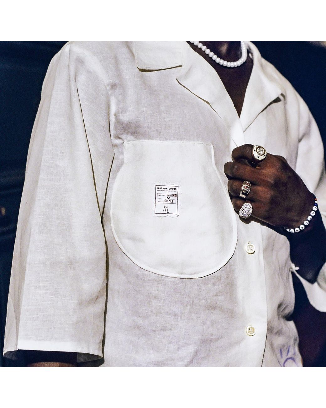 Maison Louis White Linen Cotton And Handpainted Eyes Havana Shirt for men