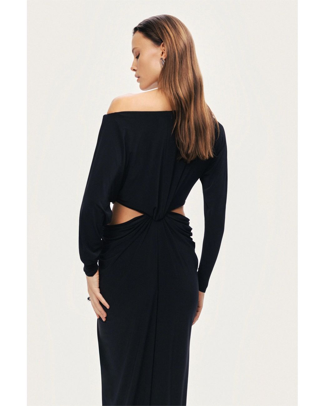 Nocturne Black One-Shoulder Cut-Out Maxi Dress