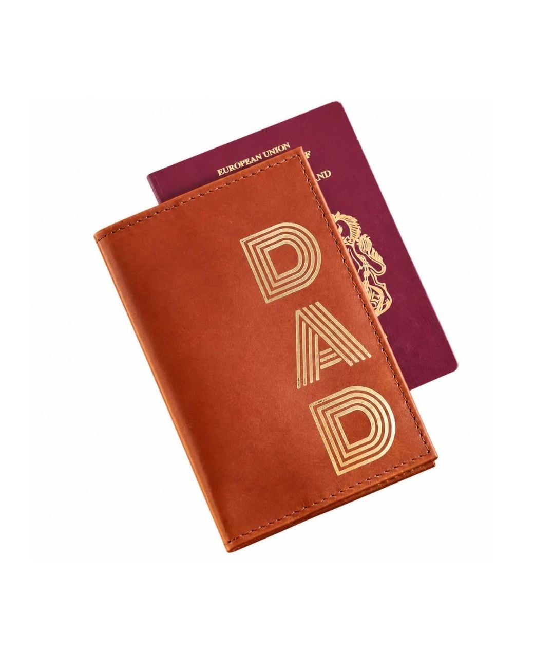 VIDA VIDA Red Tan Leather Passport Cover With Dad for men