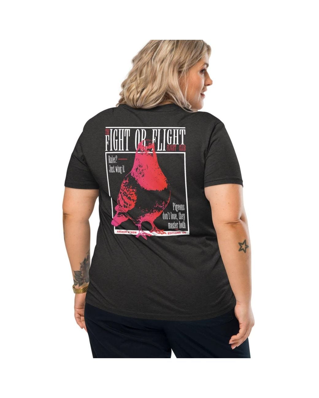 Anchor and Crew Black Heather Eight Fight Or Flight Club Editions Organic Cotton T-Shirt