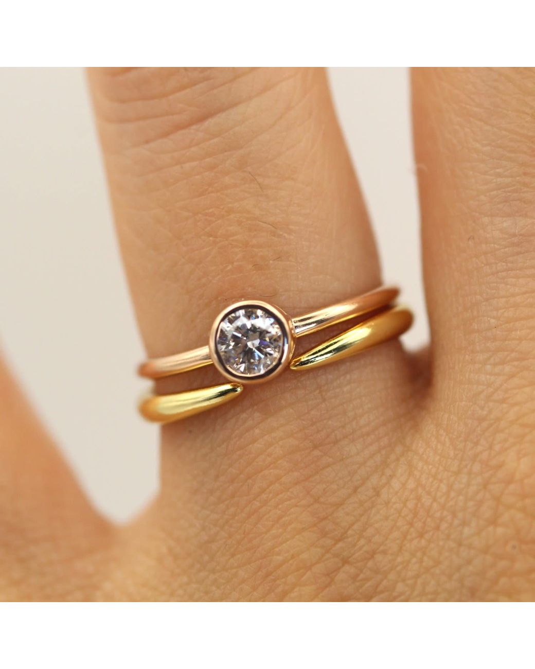 VicStoneNYC Fine Jewelry Yellow Open Cuff Stacking Solid Ring By Handmade