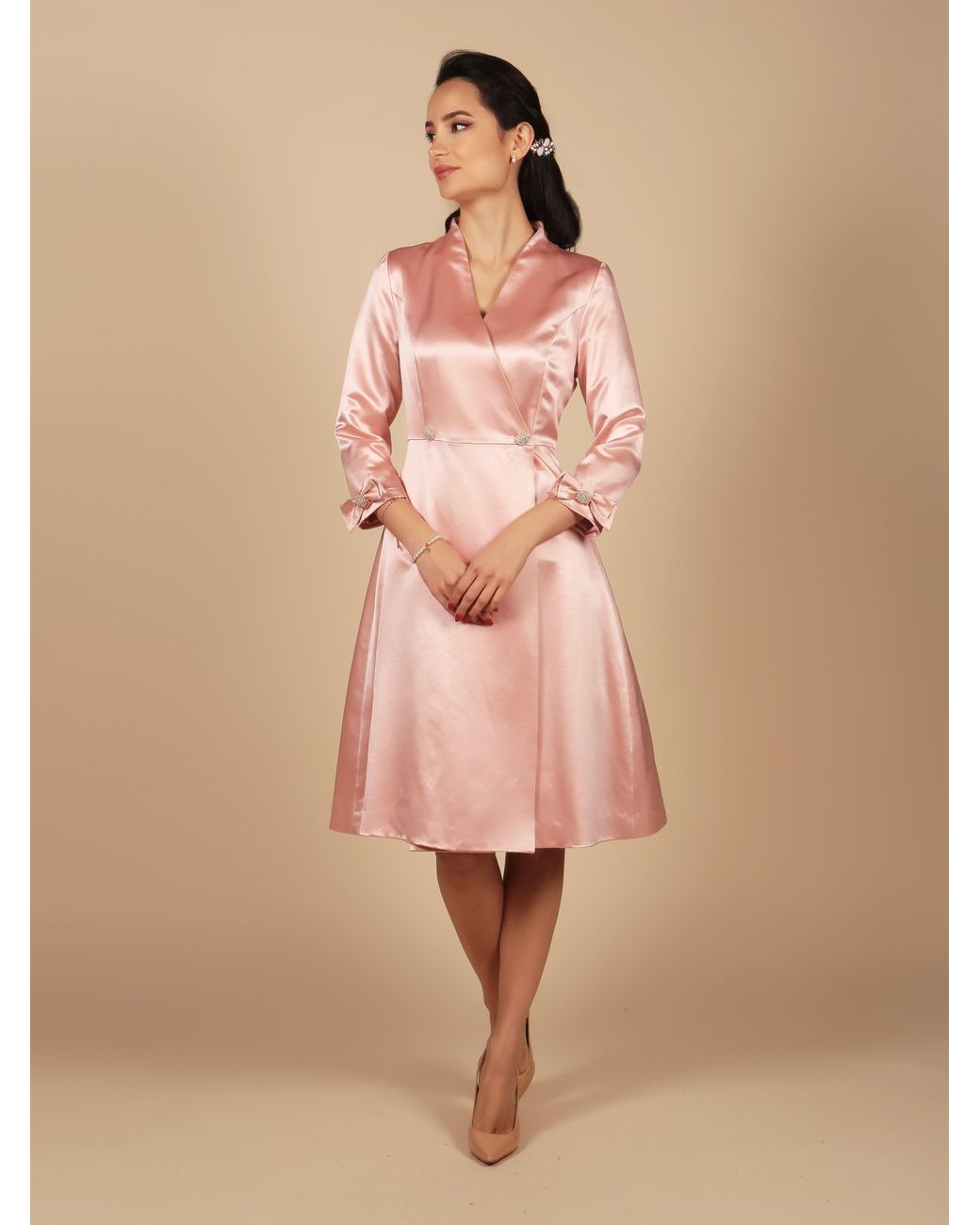 Santinni Pink Astor Silk Taffeta Dress Coat