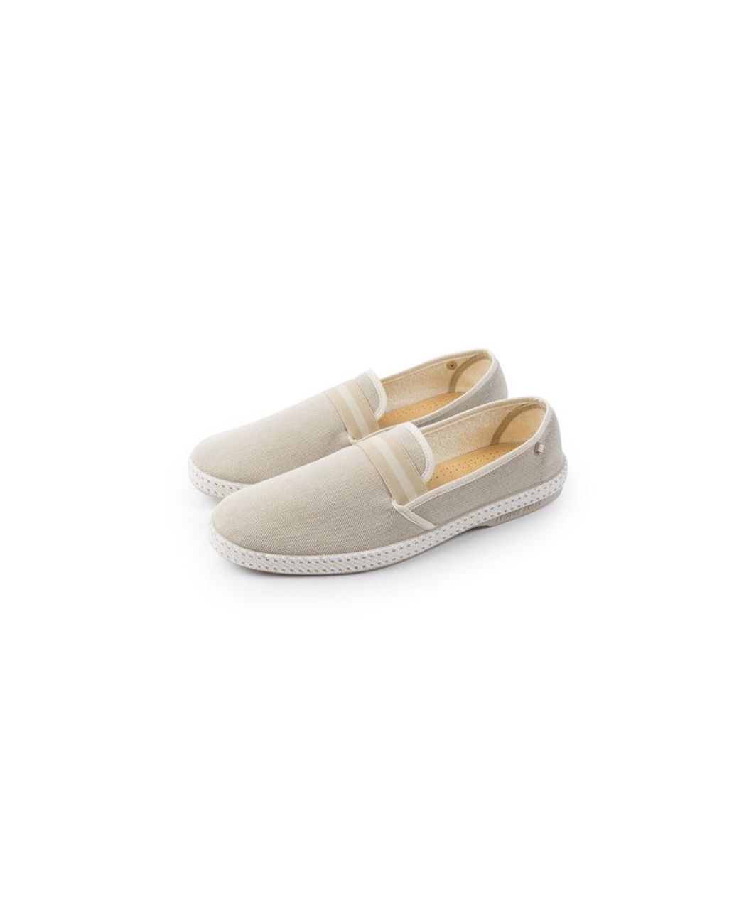 Rivieras White Canvas Oxford Loafer With Striped Elastic Band