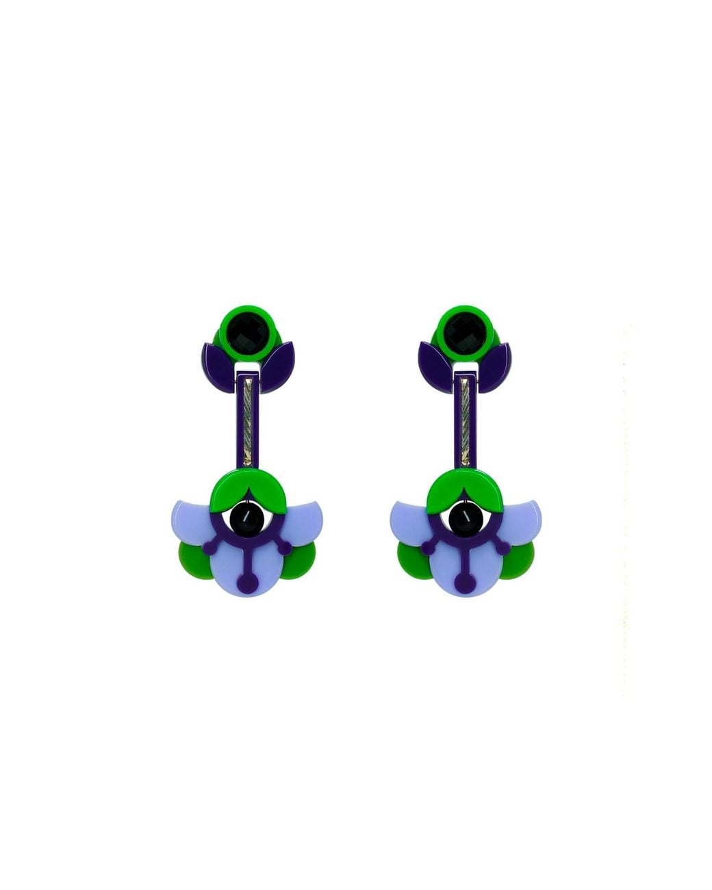 Gissa Bicalho Green Handmade Acrylic Earring Petunia