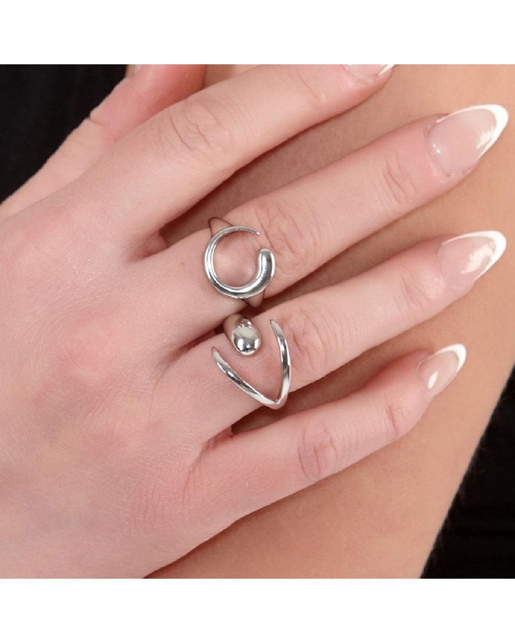 Lucy Quartermaine White Solid Sterling Luna Ring