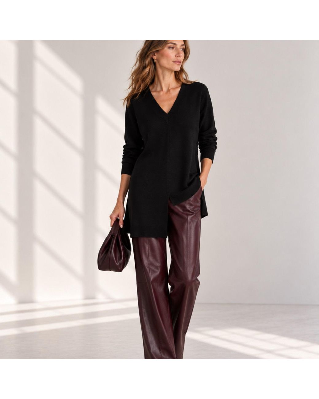 Nuvv Collection Black Asymmetric Merino Wool Sweater – Premium Italian Yarn