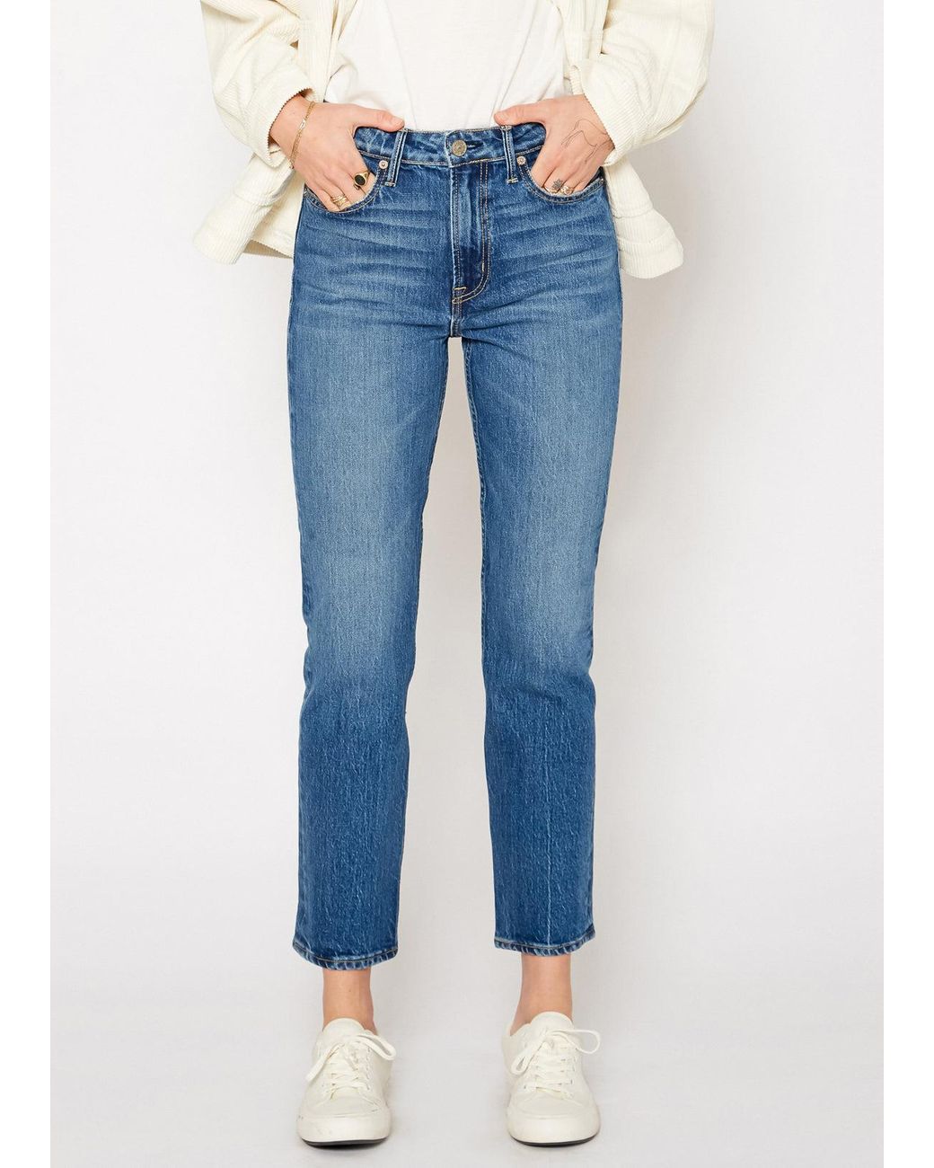 NOEND Blue Eve Slim Straight Crop Jeans