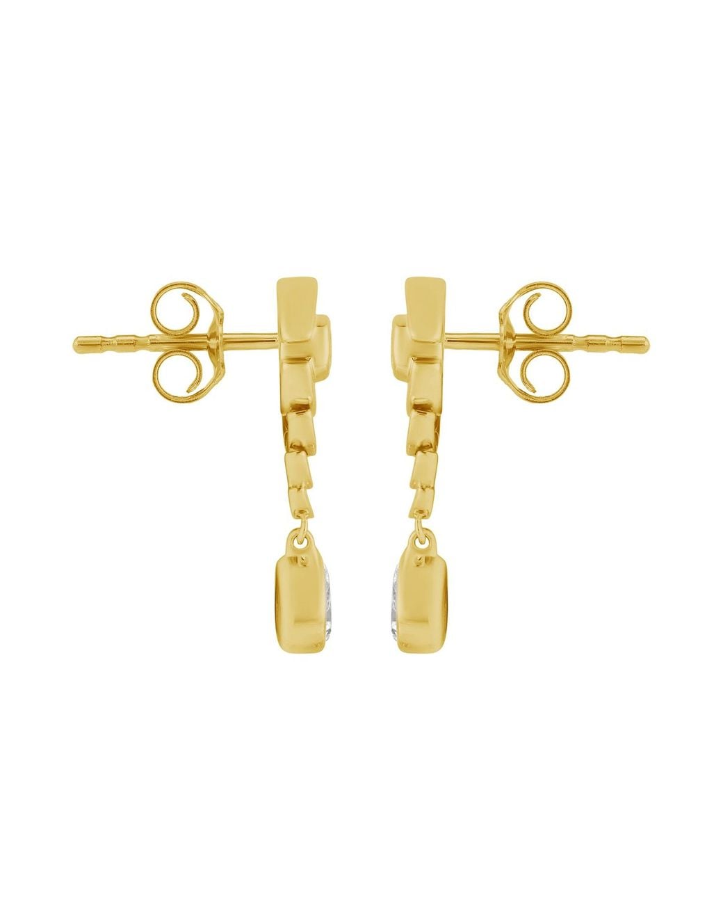 Artisan Yellow Pear Shape & Emerald Cut Diamond Drop Earrings