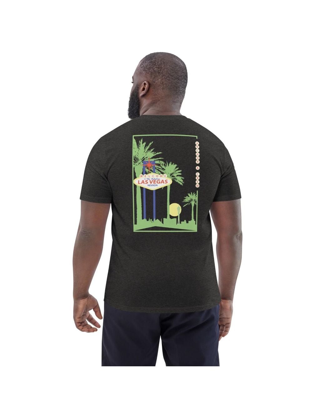 Anchor and Crew Black Heather Las Vegas Landmark Organic Cotton T-Shirt for men