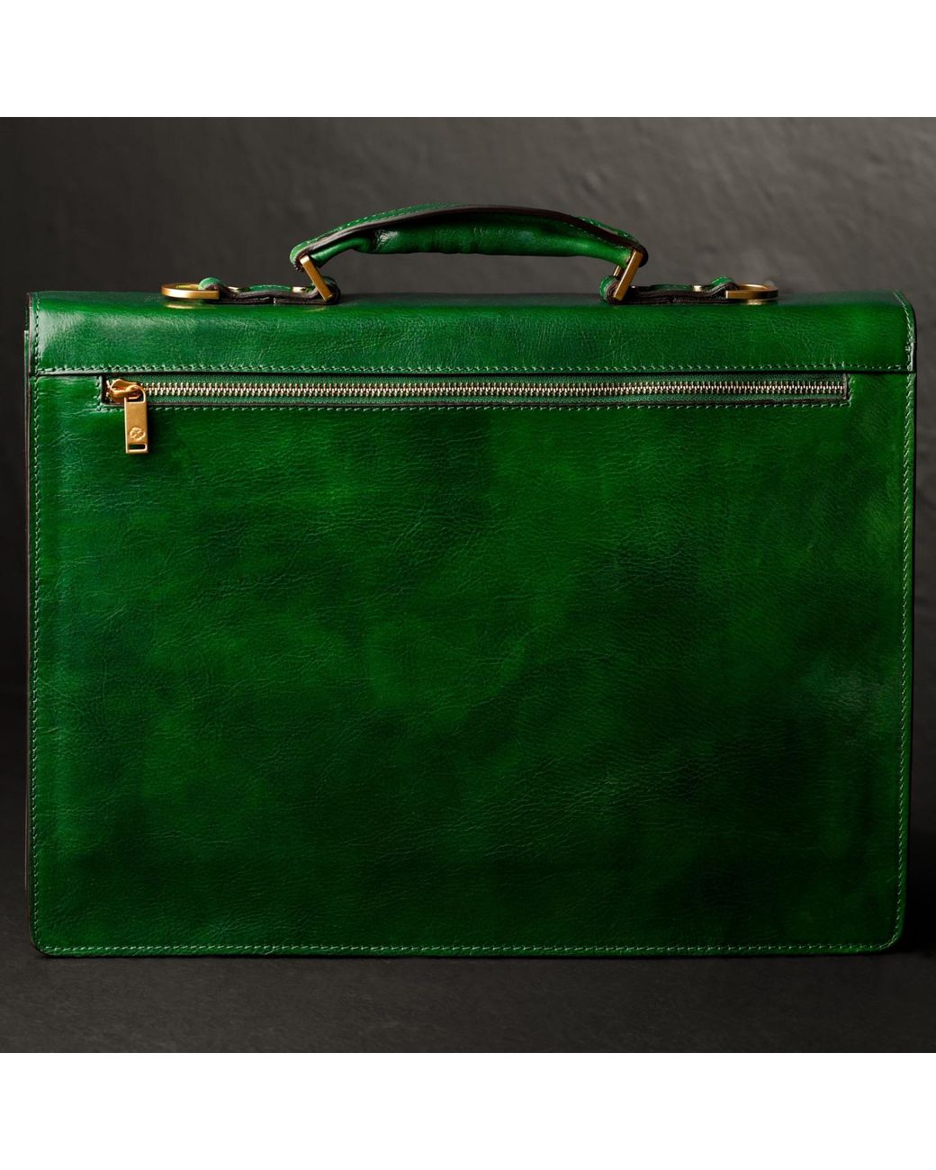 Time Resistance Green Classic Design Leather Briefcase for men