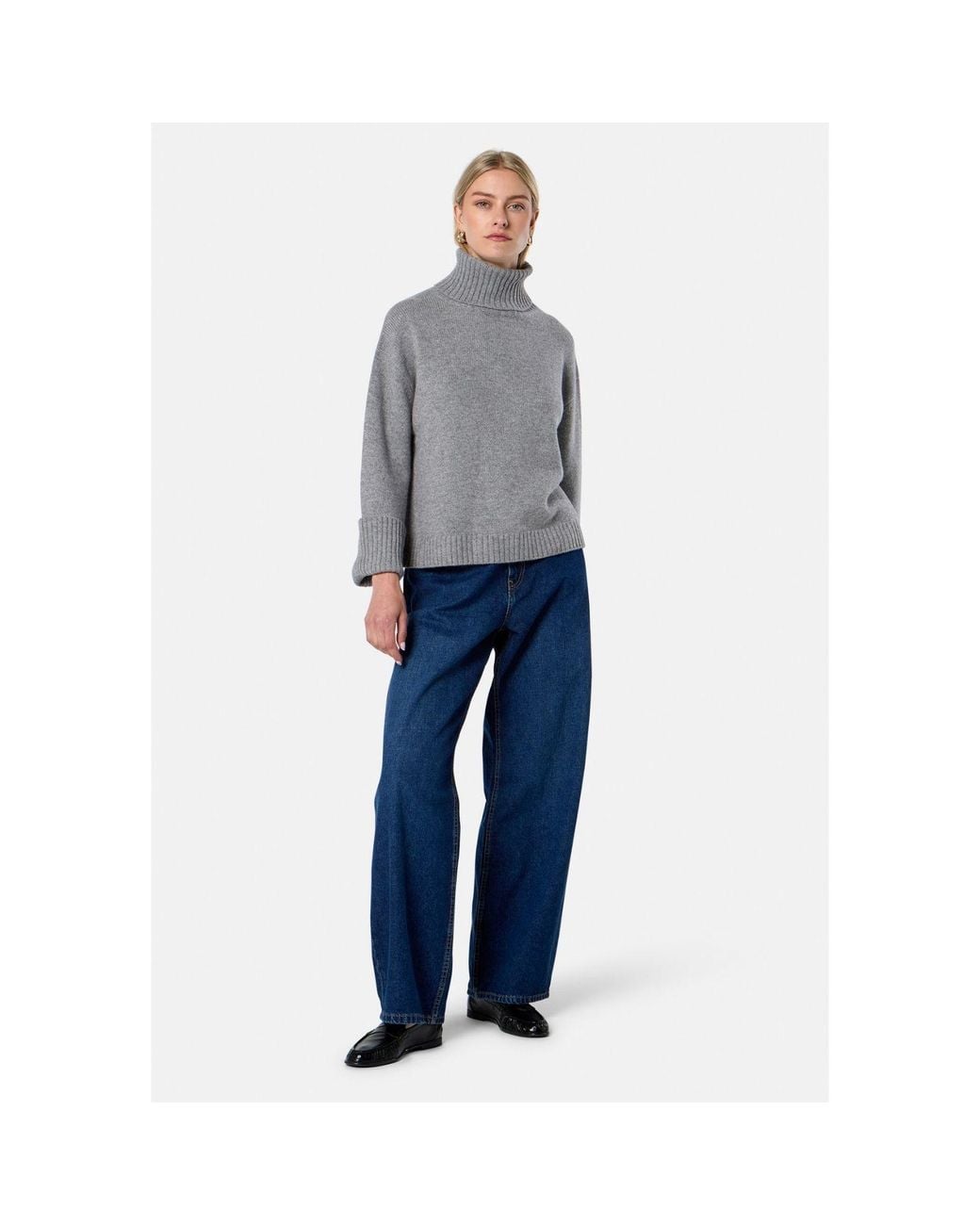 Helen Mcalinden Gray Carol Chunky Marl Cashmere Roll-Neck Sweater