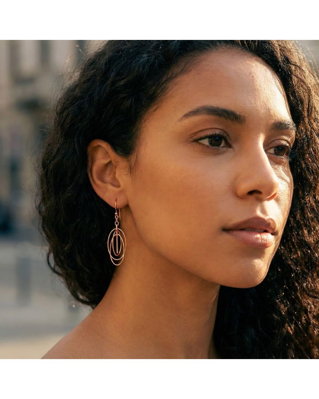 Spero London Metallic Nested Loop 3D Drop Earrings