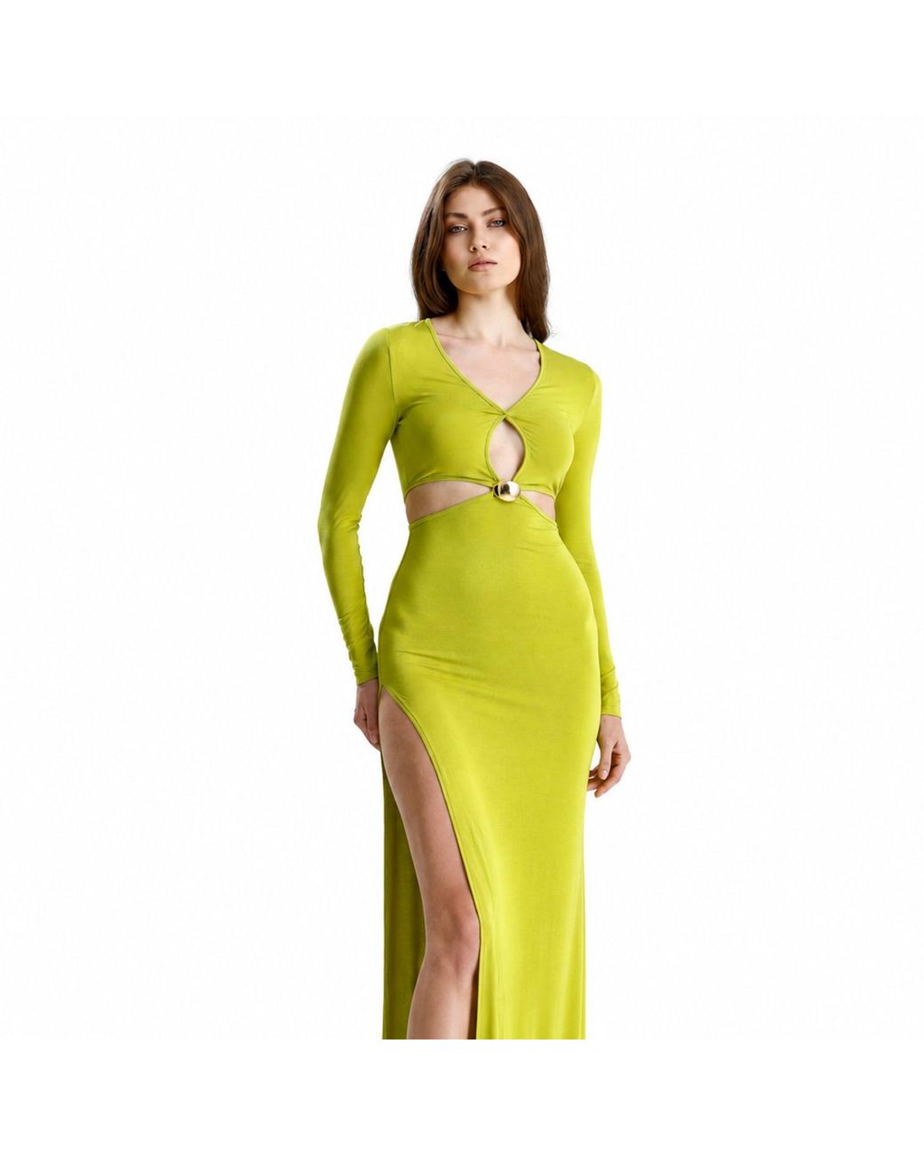 Maison De Gala Yellow Celeste Lime Maxi Dress