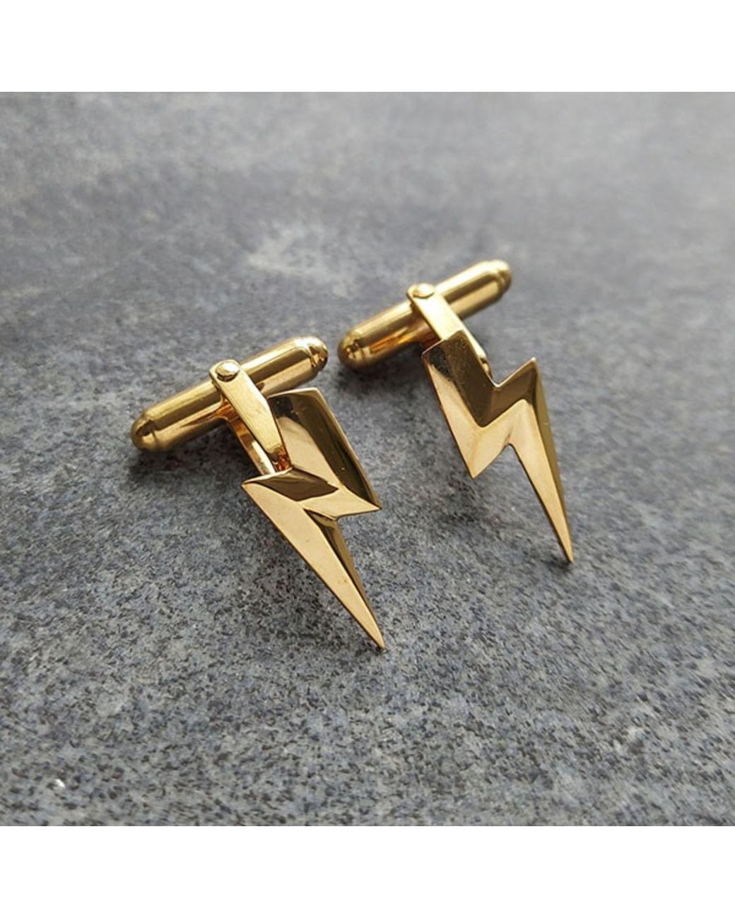 Edge Only Metallic 3D Flat Top Lightning Bolt Cufflink 18Ct Vermeil for men