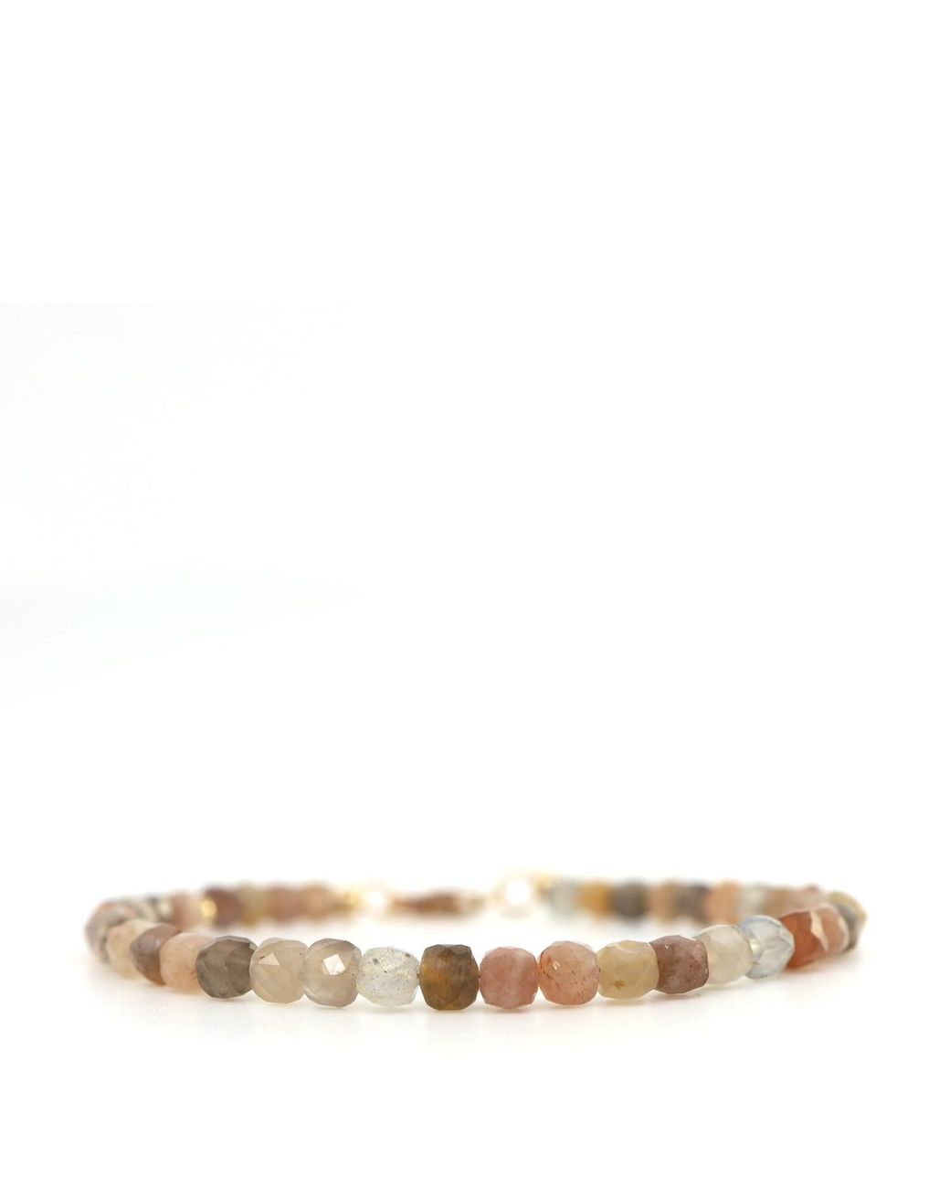 Shar Oke Metallic Neutrals Peach Moonstone & 14K Filled Bracelet for men
