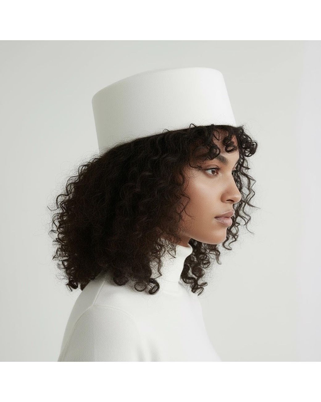 London Atelier Byproduct White Wool Pillbox Hat