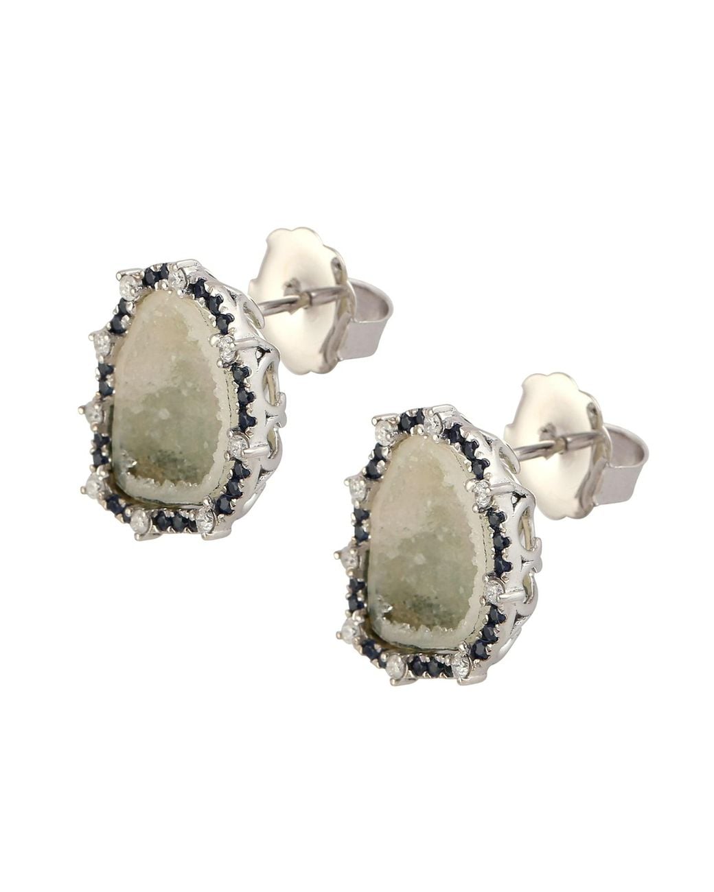 Artisan Multicolor Geode & Sapphire Diamond Earrings