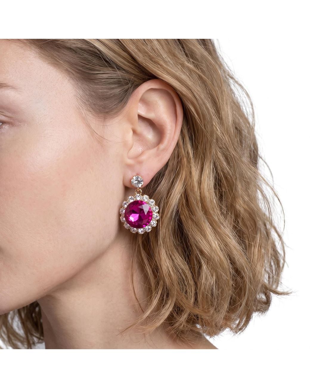 Modenaire Pink Elegant Tone Necklace And Dangle Earrings Set